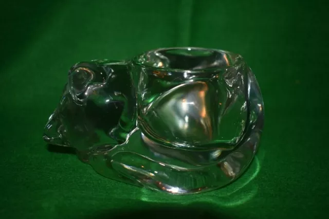 Vintage Indiana Glass Sleeping Cat / Clear Votive Candle Holder / Paper Weight