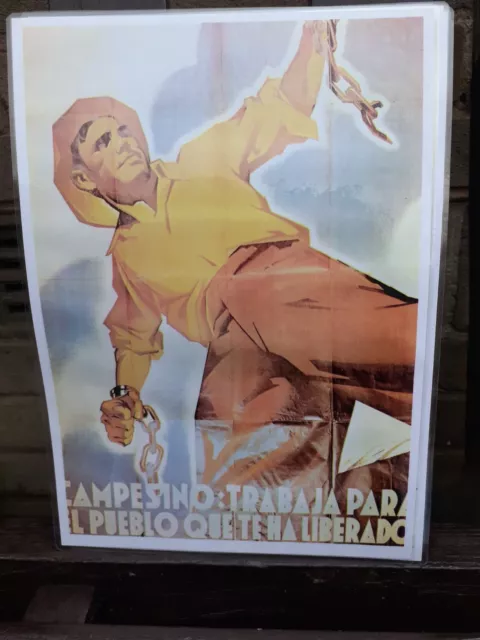 Farmers work for the People Spanish Civil War Propaganda Laminated A4 Poster