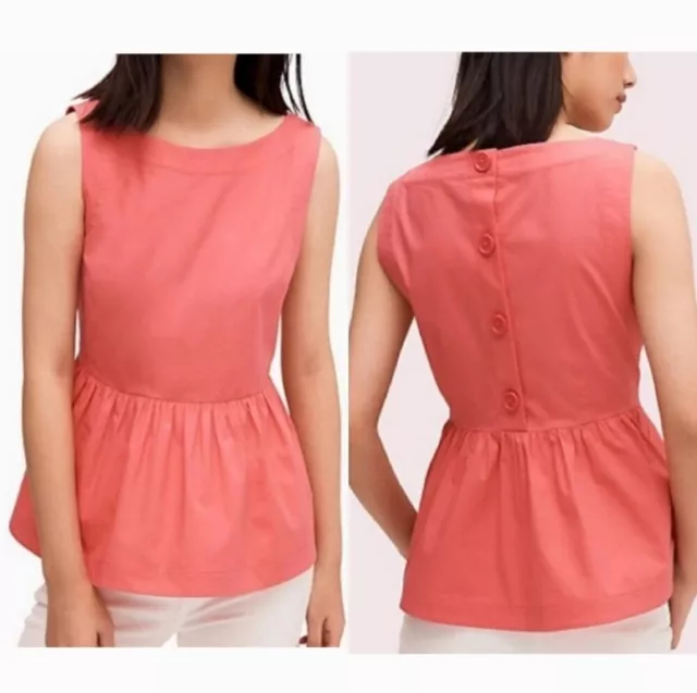 Kate Spade Shore Thing Button Back Peplum Top - Size 14 - Pink - Preppy