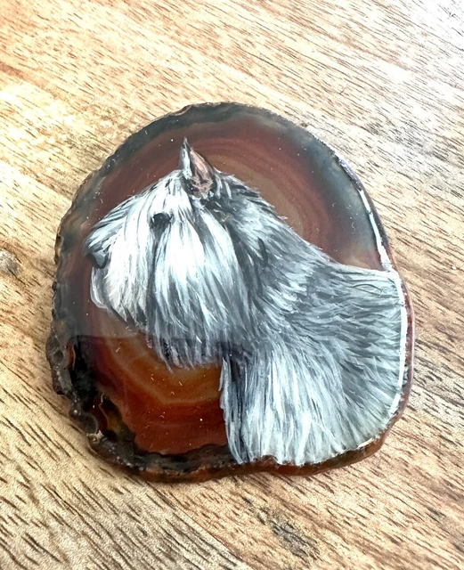 Bouvier des Flandres Pin Broach Hand-painted on Stone