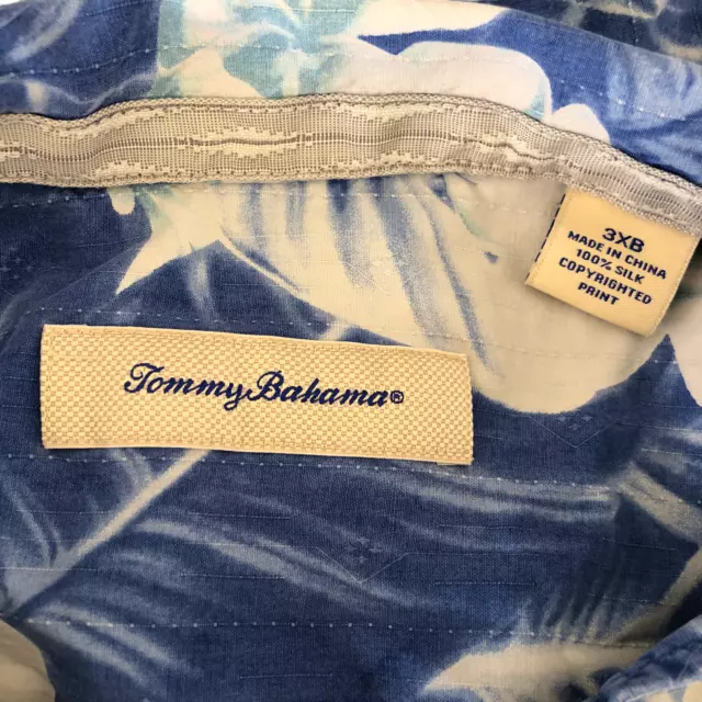 TOMMY BAHAMA MENS 100% Silk Hawaiian Shirt Size 3XB Big Floral Blue ...