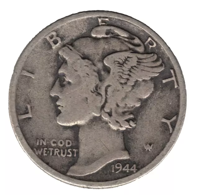 1944 D USA Silver Mercury Dime Coin