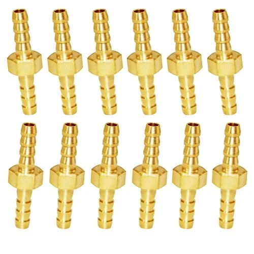Brass Hose Barb Fitting Metals Splicer Mender, 3/16" Barb Hose 3/16 Inch 12