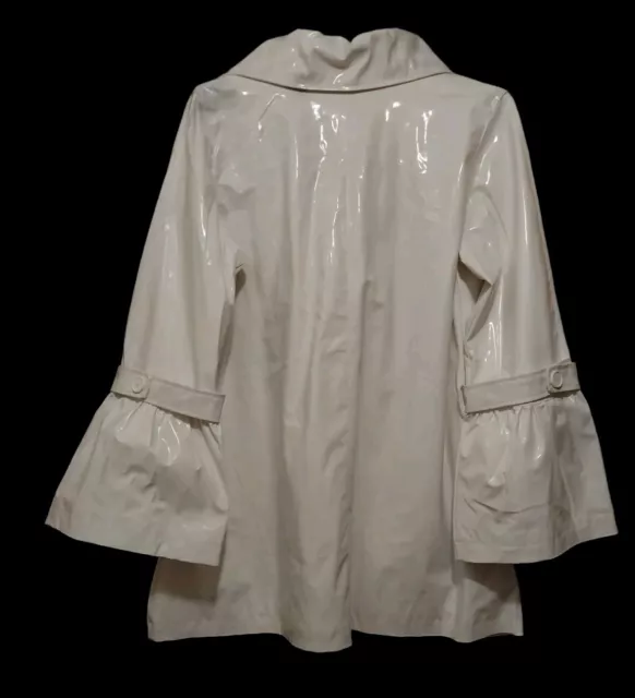 George Simonton Studio Rain Coat Bell Sleeve White Small NEW Wet Look