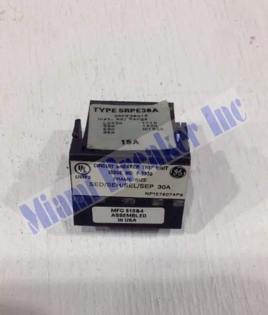 SRPE30A15 General Electric GE 15 Amp Rating Plug for Types SED, SEH, SEL, SEP