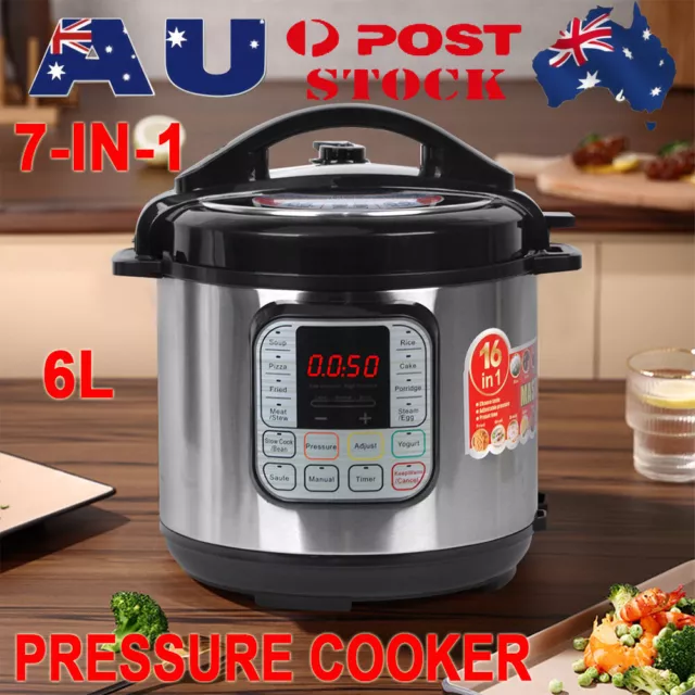 Healthy Choice 6L Electric Slow/Pressure Cooker 1000W LED Display/Non Stick Pot