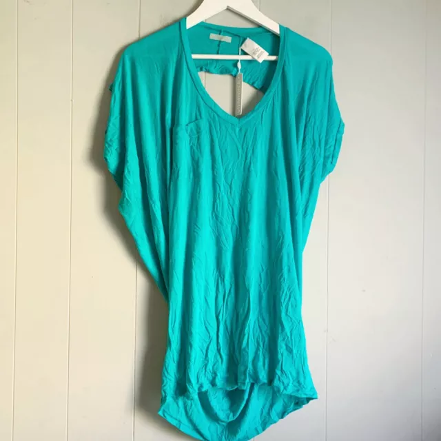 VITAMIN A SWIMWEAR Teal Swami Swim Cover Up TShirt Size M/L