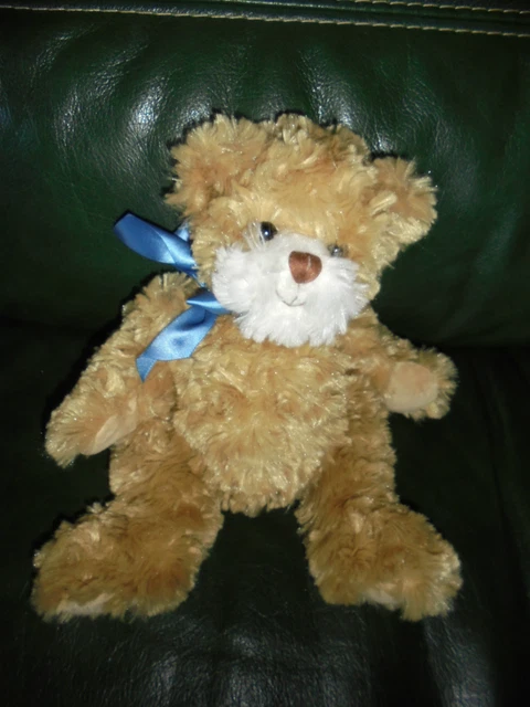 Doudou Peluche Bukowski Ours Beige Museau Blanc Ruban Bleu Neuf