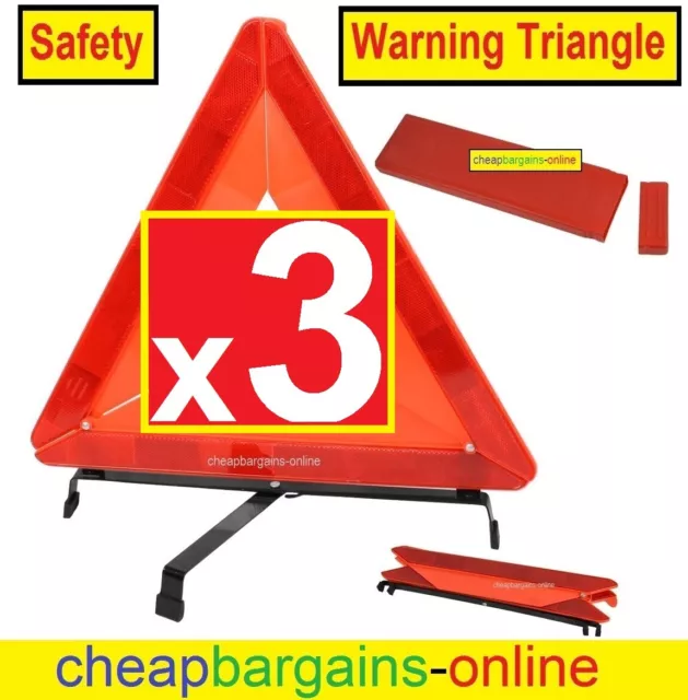 3 Reflective Safety Triangles Emergency Warning Triangles Truck Breakdown Safety