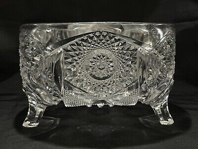 Imperial Glass #587 Fern Bowl Footed Nucut Fernery Clear EAPG 1915 Antique