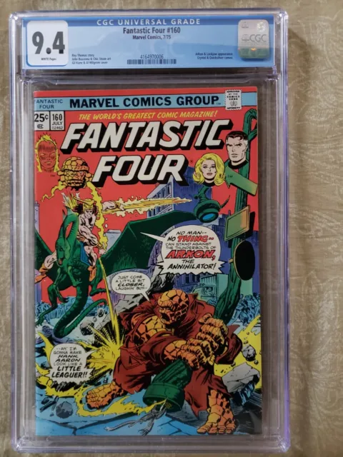 Fantastic Four 160 CGC 9.4 NM (Near Mint) Marvel 1975 Quicksilver Arkon Lockjaw