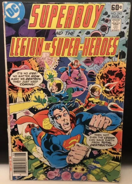 Superboy Legion Of Superheroes #242 Comic , Dc Comics Reader Copy