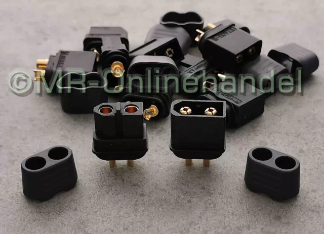 XT60 H XT60H Schwarz Amass 60A Gold Stecker Buchse + Kappe 1-10 paar o. einzeln