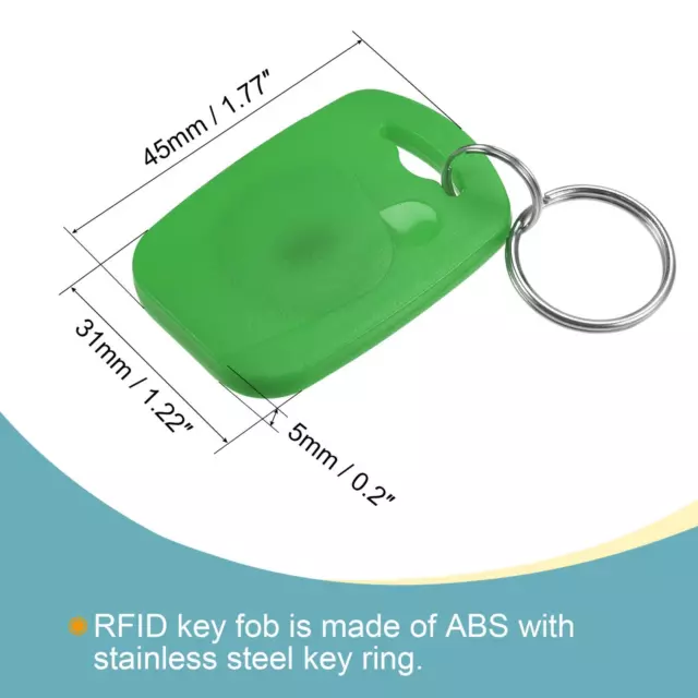 10Pcs ID Card Key Fobs RFID Proximity 125KHz TK4100 Read Only Tag Square Green 3