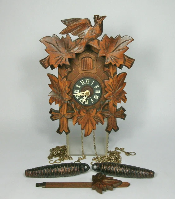 W PARTS REPAIR Vtg CUCKOO CLOCK German REGULA 25H MOVEMENT WORKS Black