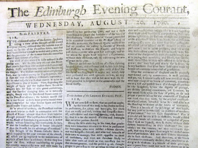 1760 FRENCH & INDIAN WAR newspaper SOUTH CAROLINA ATTACKED by CHEROKEE TRIBE