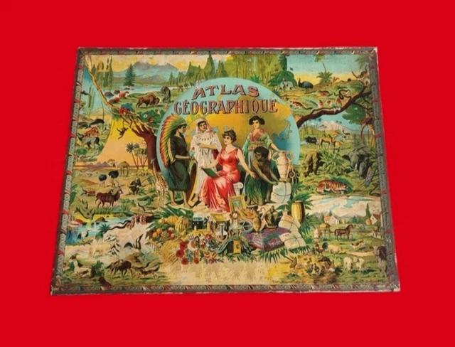 Jeu Puzzle En Bois Ancien - Atlas Géographique De La France Et Ses Départements, Fin Du XIXe Siècle, Occasion