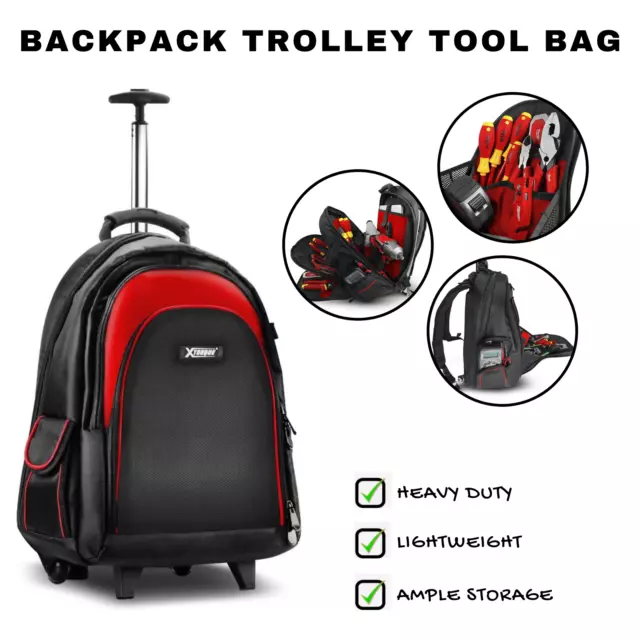 Xtorque Backpack Tool Bag On Wheels Back Pack Heavy Duty Trolley 1680D Polyester