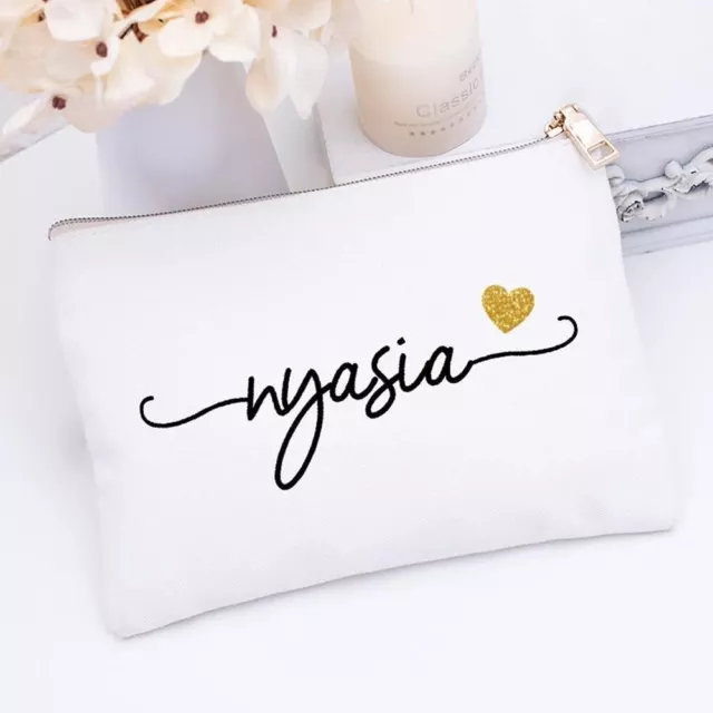 Personalizado a Medida Nombre Maquillaje Bolsa de Novia Regalo Neceser Lienzo 3