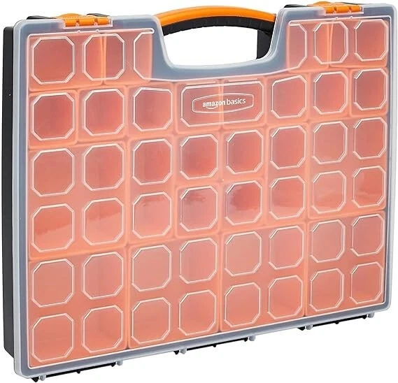 19-Removable Compartment Professional Organizer, Black, Orange, 12"L x 10.4"W x