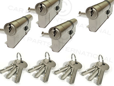 4 x Secure Euro Door Locks 35/45 NICKEL Finish Keyed Alike 3 Keys Per Lock