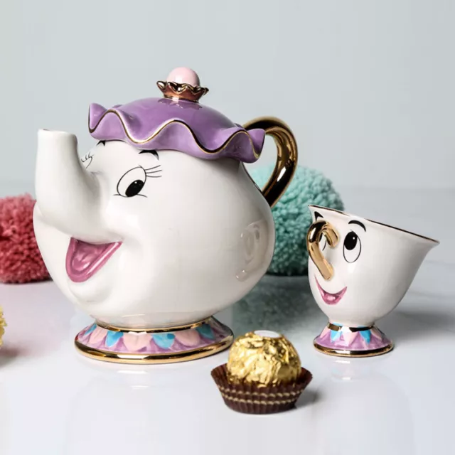 The Beast Teapot Mug Mrs Potts Chip Tea Pot Cup Cartoon Beauty One Lovely Set