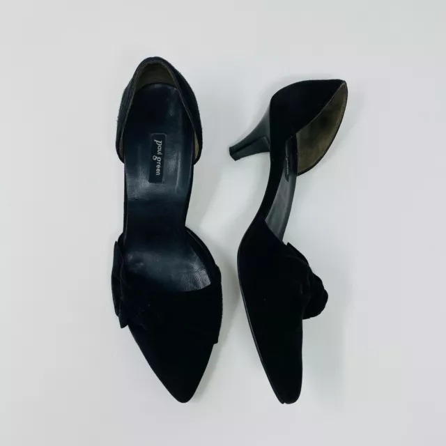 Paul Green Women Black Suede Nuriah Pump - Sz 6.5 US - D'Orsay 2" Kitten Heel