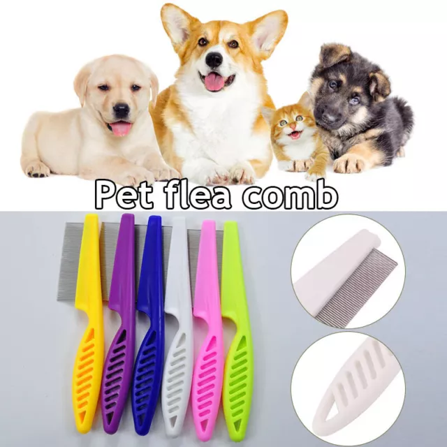 Pet Dog Cat Puppy Kitten Flea Comb Stainless Pin Hair Fur Grooming Brush UK