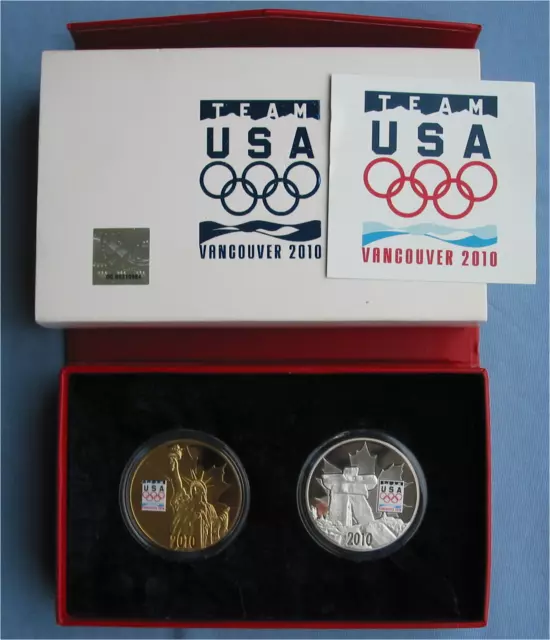 Team USA 2010 Vancouver, Canada Olympics Gold & Silver Plated Medals/Coins