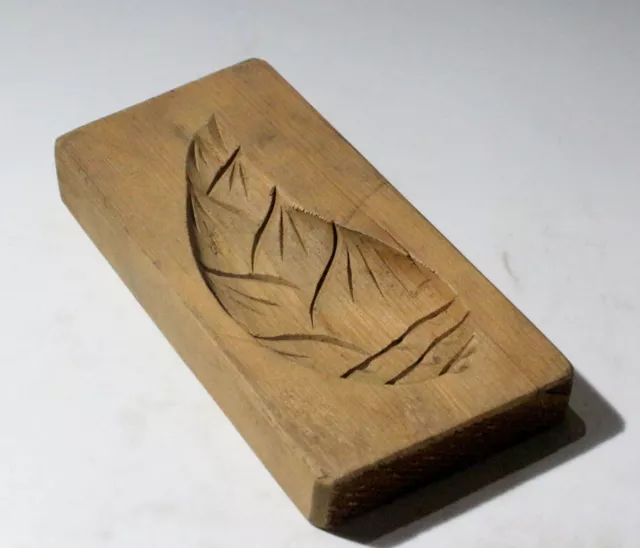 [Y] Japanese Antique Art Wooden Rice Cake Mold "KASHIGATA" Bamboo Carving Meiji