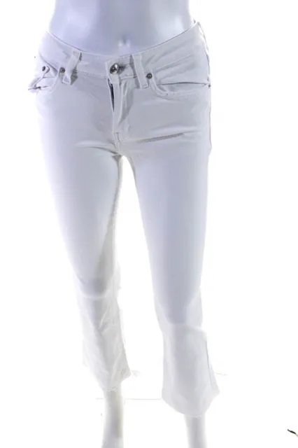 10 Crosby Derek Lam Womens Gia Cropped Mid Rise Flare Jeans White Size 24