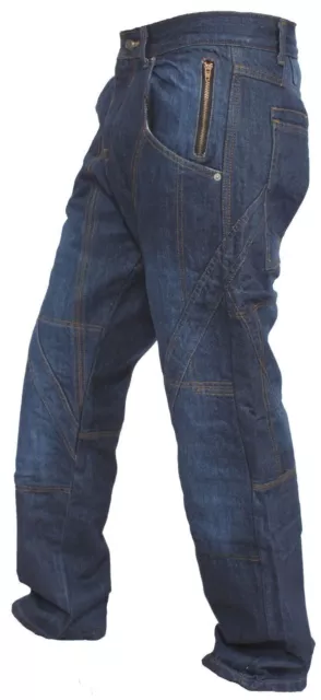 Men Denim Blue Motorbike Motorcycle Jeans Pants Protective Lining Armor Trousers
