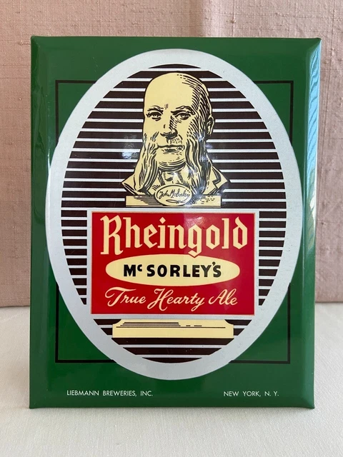 Rheingold McSorley's True Hearty Ale Beer Metal Stand Up Sign Liebmann Brewery