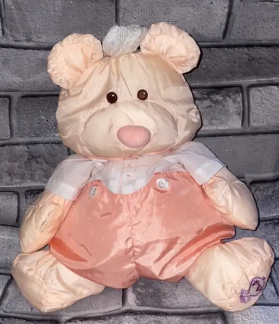 Vintage Fisher Price 1986 Puffalump Peach Teddy Bear Plush Soft Toy