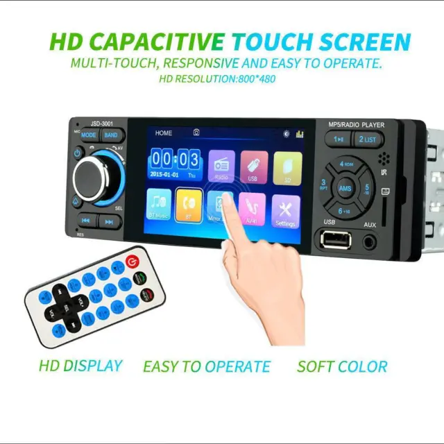 Car 4.1in 1Din Universal Bluetooth Stereo Radio Carplay Android Auto MP5 Player