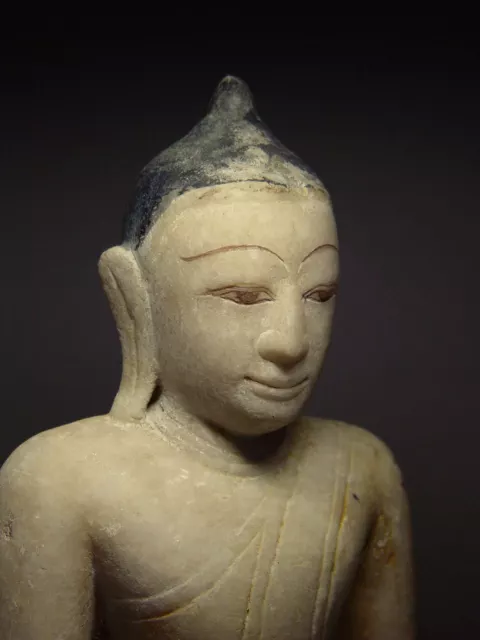 ANTIQUE BURMESE SHAN STATES MARBLE STATUE OF BUDDHA, MYANMAR, 19th C. 2