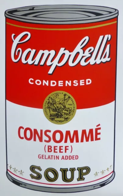 ANDY WARHOL CAMPBELLS' CONSOMME BEEF Soup Can SUNDAY B.MORNING Silkscreen COA