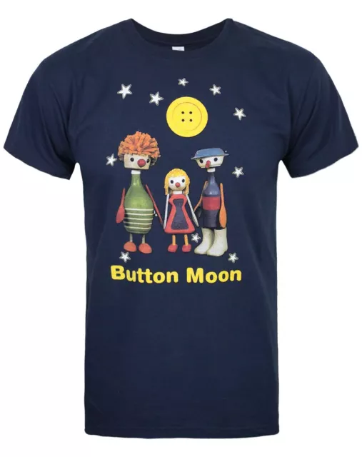 Button Moon Blue Short Sleeved T-Shirt (Mens)