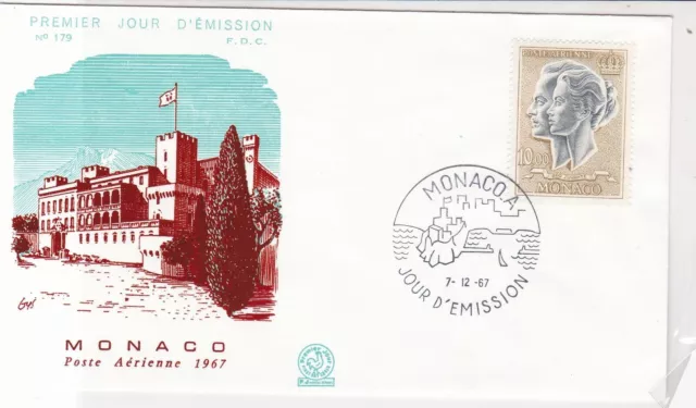 Monaco 1967 Celebrating AirMail Building Picture Slogan FDC Stamp Cover Ref26388