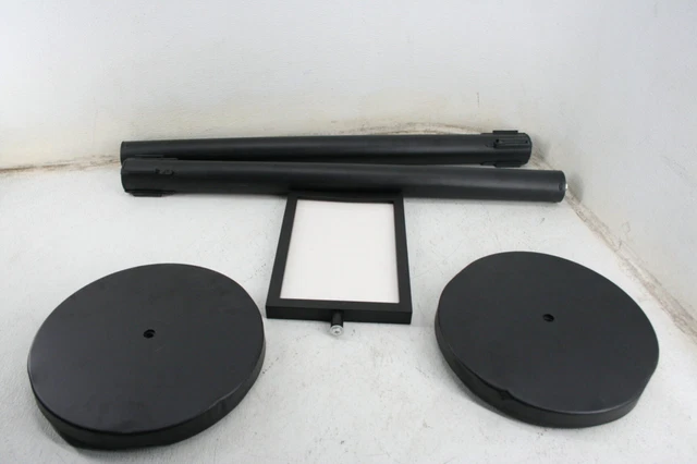 36 Inches Tall Matte Black Roped Stanchions w Weighted Base Extendable Belt