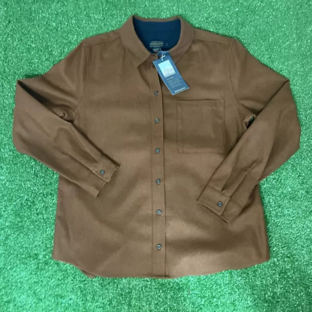 Pendleton Virgin Wool Button Up Long Sleeve Shirt Men’s Large NWT Rust Brown