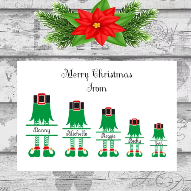 Personalised Christmas Cards x 10 Free Envelopes Family Friends 35