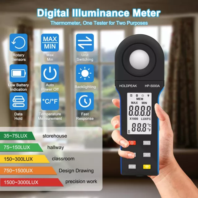 Light Meter Digital LCD Luxmeter Integrated Illuminometer Lux/Fc Photometer