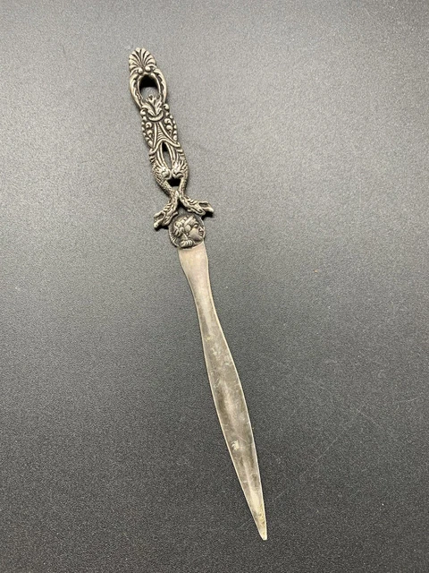 COUPE PAPIER OUVRE Lettre Manche Argent Sculpté Epoque Art Nouveau EUR