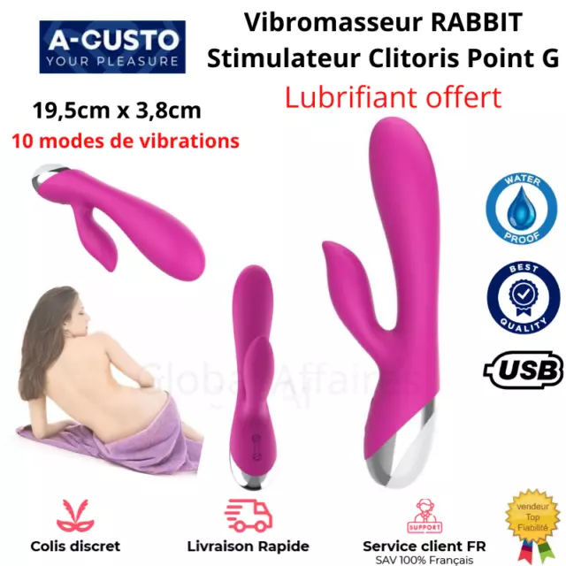 Vibromasseur Sextoy Clitoris Point G Femme Rabbit Godemichet Vibrant Dildo gode