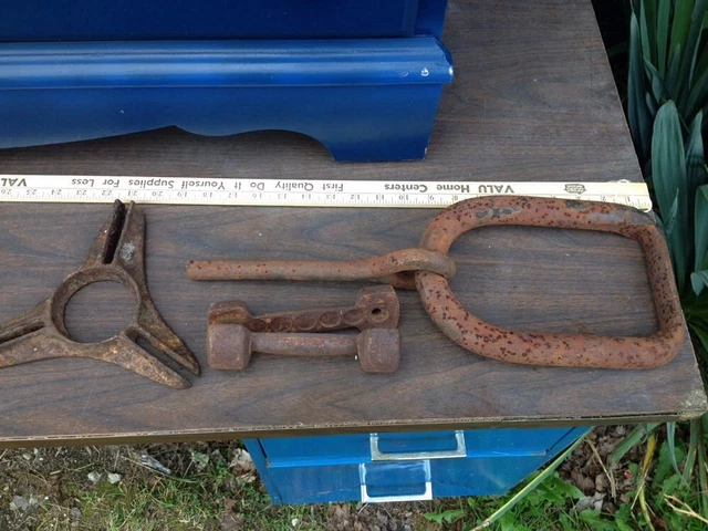 Lamp Base Industrial Age Rusty Giant Iron Belt Buckle Junk Lot VTG Old Primitive