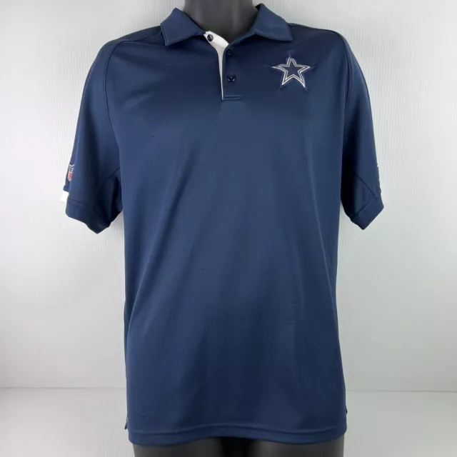 Nike Dri-Fit Dallas Cowboys NFL Licensed Polo Shirt Mens M Navy Blue/White 55/73