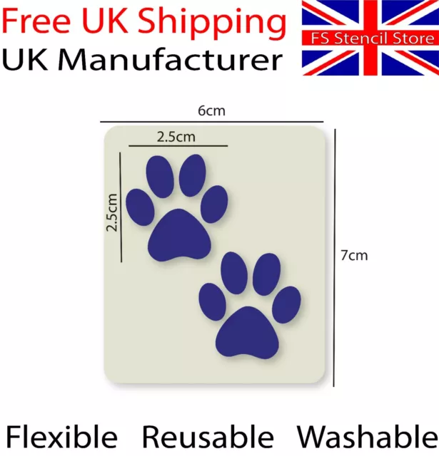 Paw Prints Crafting Card Making Face Painting Stencil 6cm x7cm Washable Reusable