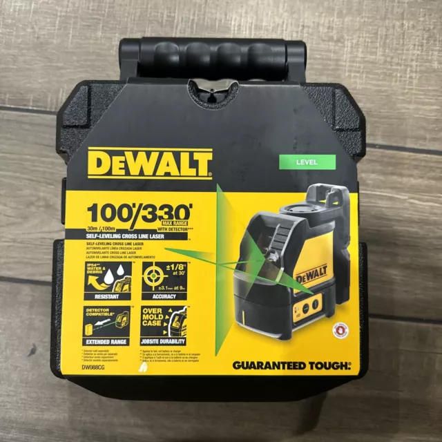 DEWALT DW088CG Cross-Line Laser Level - Black/Green/Yellow - Brand New