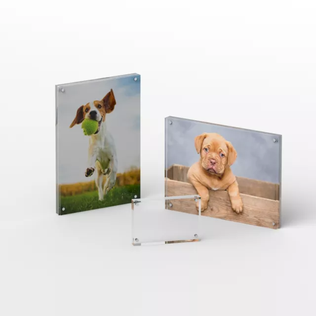 6x4 7x5 8x6 Freestanding Polished Clear Acrylic Magnetic Picture Photo Frame